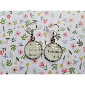 Lorcan pendant earrings made with Throne of Glass book pages
